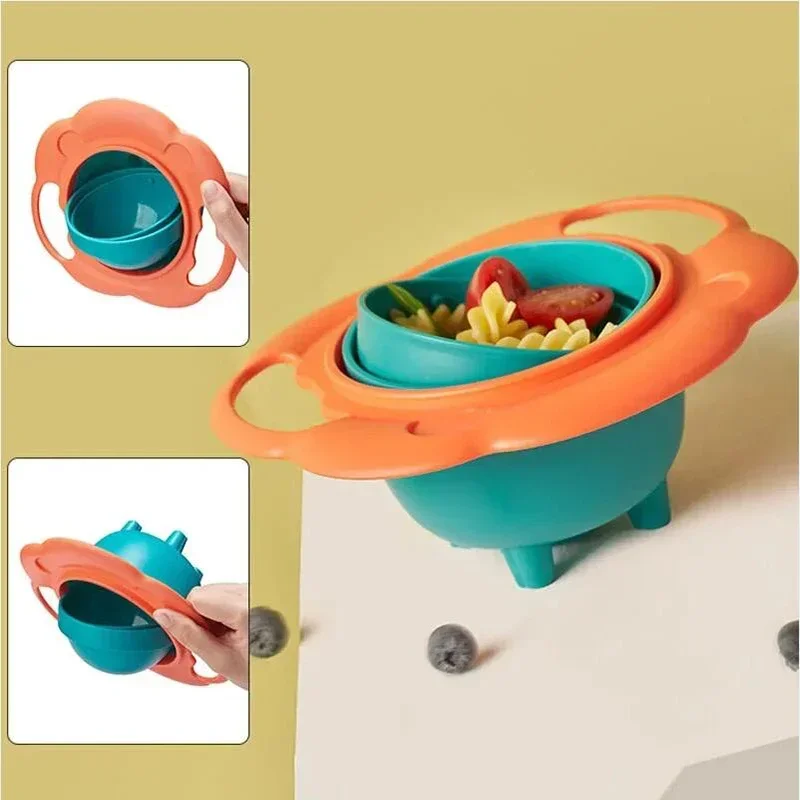 Baby Gyro Bowl 360 Rotate Spill-Proof Solid Feeding Dishes Kid Plate Practical Design Children Rotary Balance Novelty Gyro Bowl