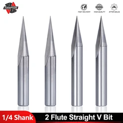 Milling Cutter 1/4 Shank 2 Flute Straight V Bit 15 20D CNC Engraving Bit for Hard Wood Milling Tool Wood Router Bit