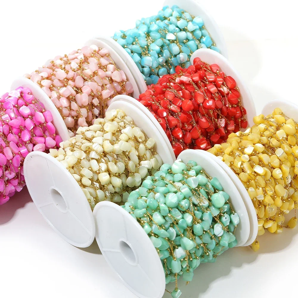 

1 Meter Stainless Steel Irregular Colorful Seashell Chains for DIY Fashion Jewelry Necklace Supplies Earrings Making Accessories