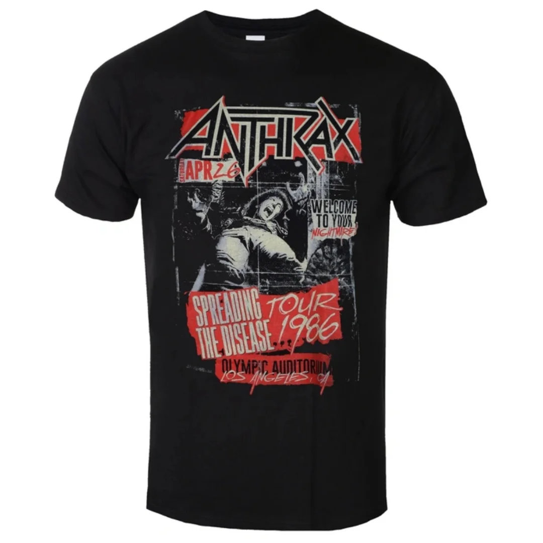 Anthrax - Spreading the Disease Pattern Printed Thrash Metal Band T-shirt in Street Hip-hop Style for Men and Women