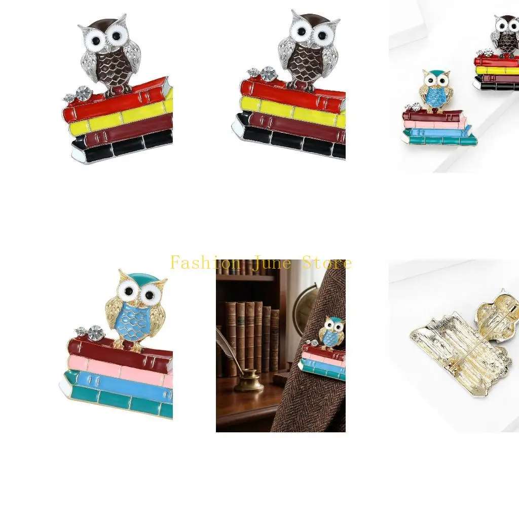 N5KA Elegant Owl And Literature Brooch Adornment For Educators And Book Lovers