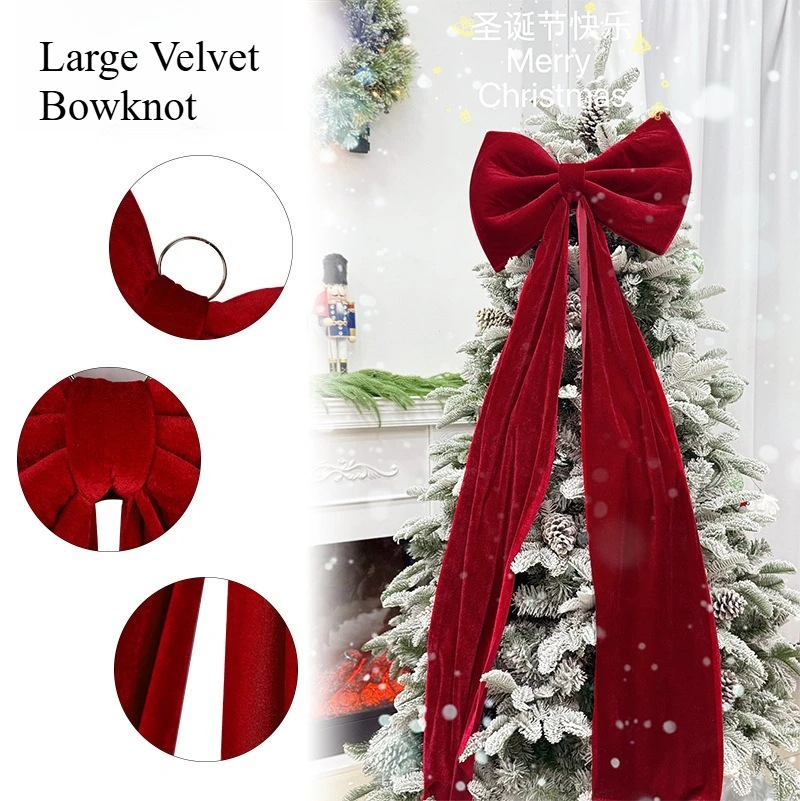 

Large Velvet Bow Red Christmas Bowknot Christmas Tree Decorations Pendant Party Home Hotel Layout Window Shopping Mall Display