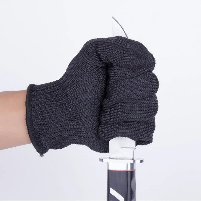 2 Pair Safety Gloves Black Anti Cutting Gloves Wear Resistant Steel Wire Metal Mesh Work Gloves Security Protection Accessories