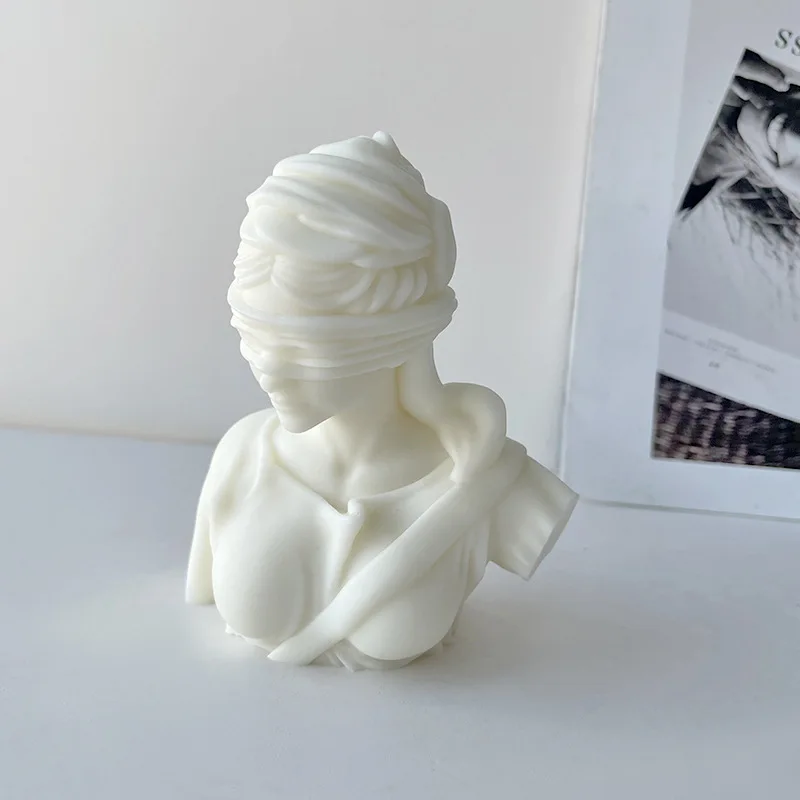 

Greek Roman Goddess of Justice Bust Candle Mold INS Blind Lady Aromatherapy Candle Ornament Mould for Crafts Decorations