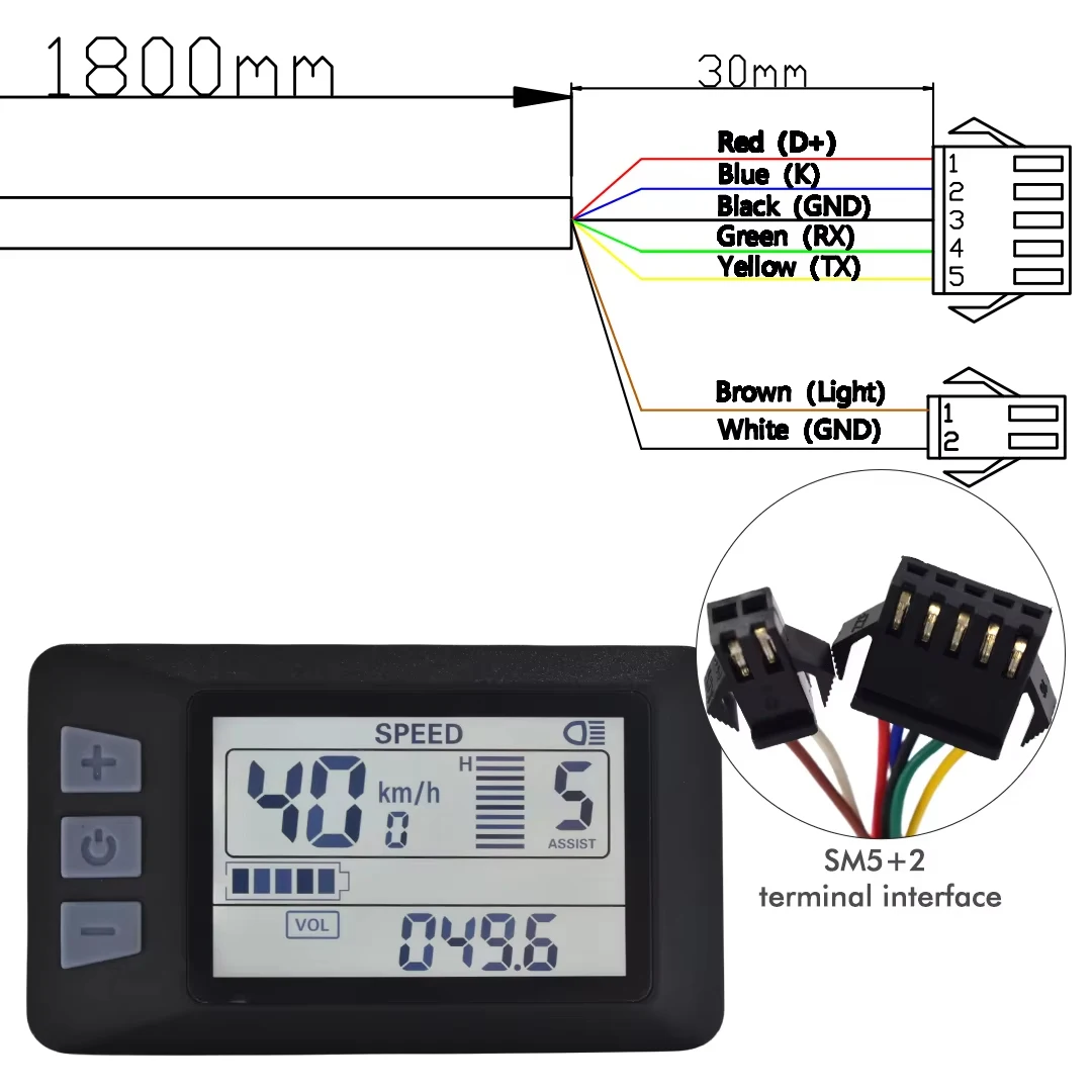 UART2 P3H LCD-display voor elektrische fietsen SM/waterdichte verbindingsplug Ebike intelligente displayaccessoires - afbeelding 1