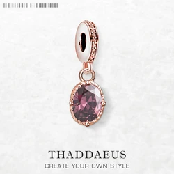 Purple Stone Oval Charm Pendant Europe DIY Jewelry Findings Accessories 925 Sterling Silver Fashion Gift For Women