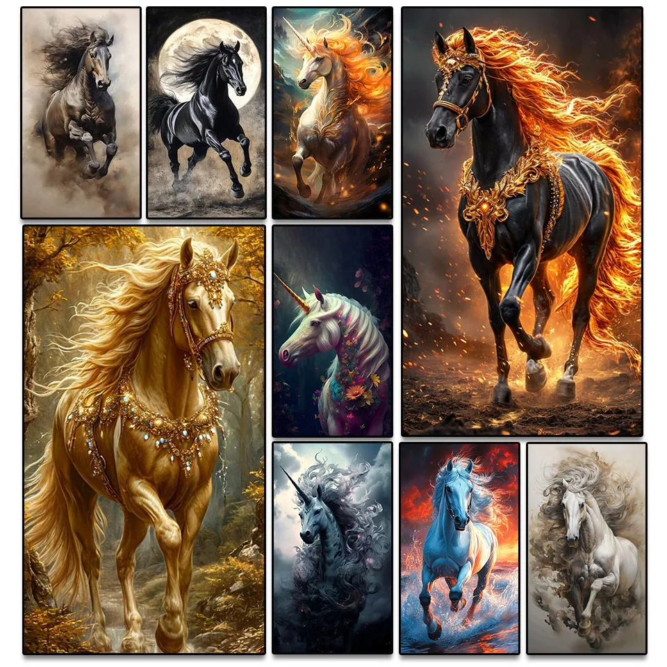 

Diamond Painting Art DIY Horse Unicorn 2025 Novel Diamond Mosaic Kit 5D Square and Round Rhinestone Cross Stitch Home Decoration