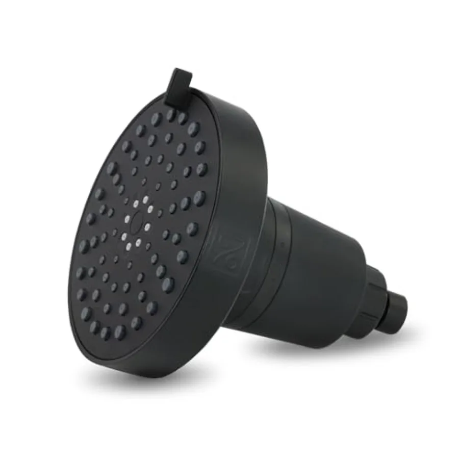 

Filtered shower head for home use, matte black ABS plastic, reduces chlorine and impurities to promote healthier hair, skin, an