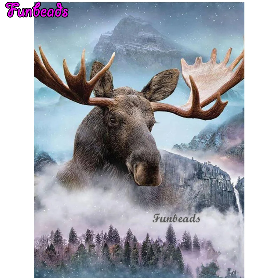 Diamond Embroidery 5D Set Deer DIY Diamond Mosaic Painting Mountain Animals Hobby And Needlework Bedroom Decoration  TT116