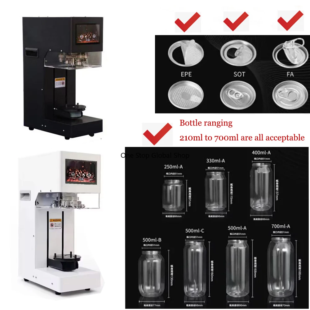 Automatic Beverage Coffee Soda Cans Tin Cup Bottle Sealer Intelligent Non-rotating Soda Water Seamer Beer Can Sealing Machine