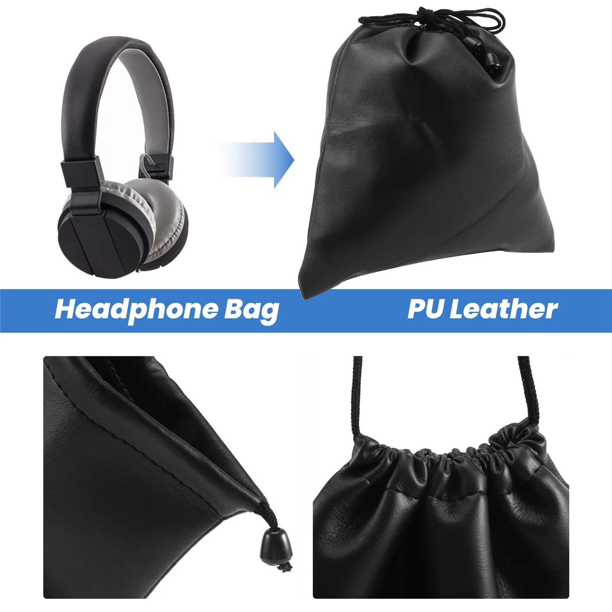 حقيبة تخزين ناعمة من جلد البولي يوريثان A26P لسماعات الأذن AE TP-1 DJ باللون الأسود