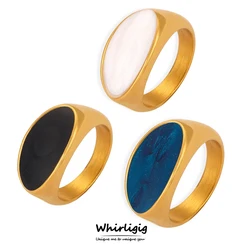 Brilliant Glaze Retro Classic 316L Stainless Steel Gold Plated Rings For Women Luxury Fashion Jewelry Wholesale