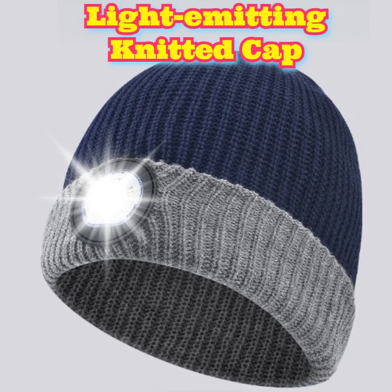 

Rechargeable LED Knit Beanie Hat Hand Free Headlamp Running Jogging Fishing Camping Hiking Outdoor Night Activities Safety Light