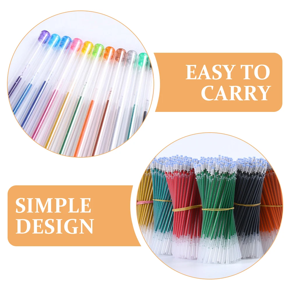 

100pcs Glitter Refill Colored Fluorescent Ink Refills Writing Stationery Neutral Pen Refills Office Supplies