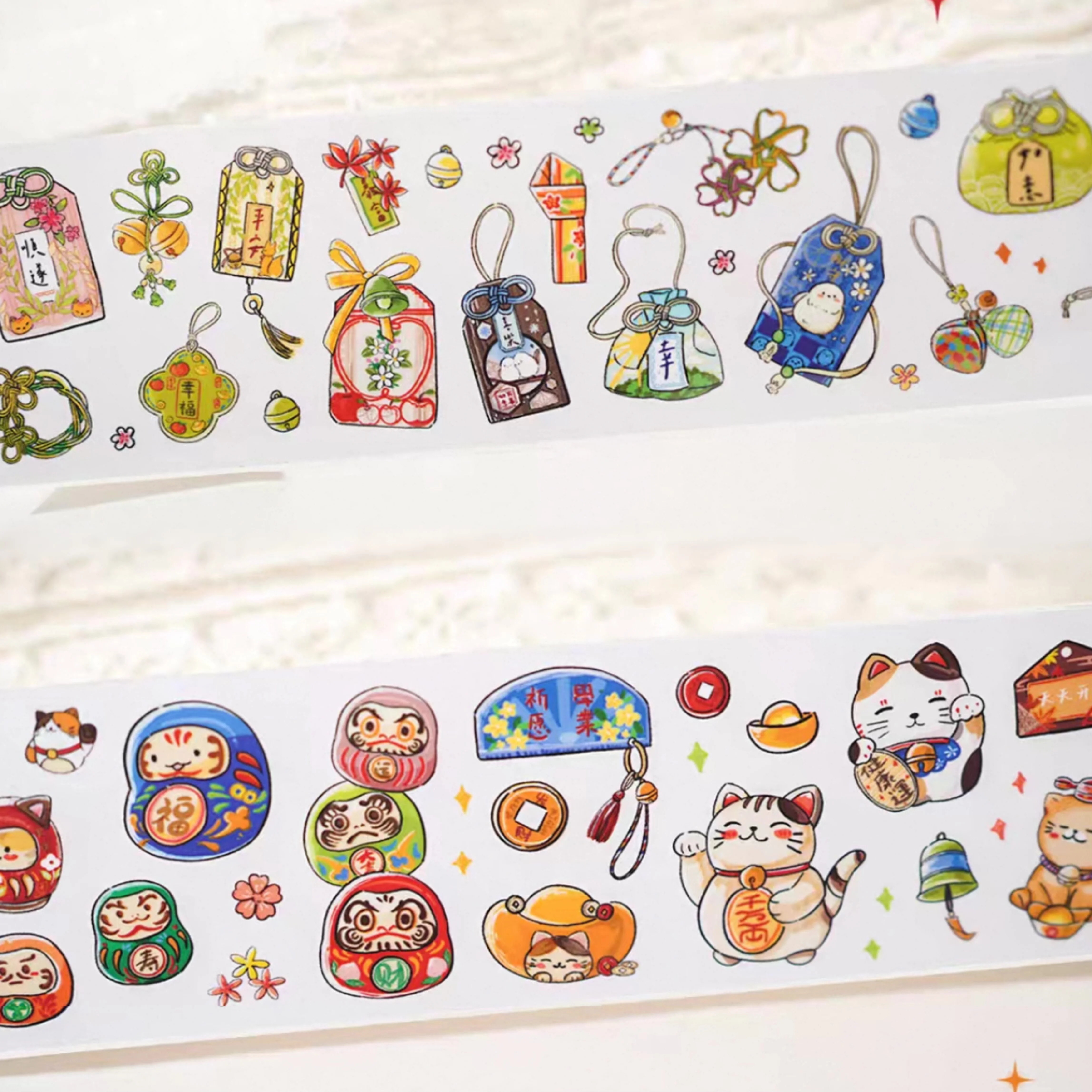 Lucky little thing, synthetic paper die cut imperial wind chimes lucky cat Fengmi Yueyama journal sticker roll washi pet tape 1