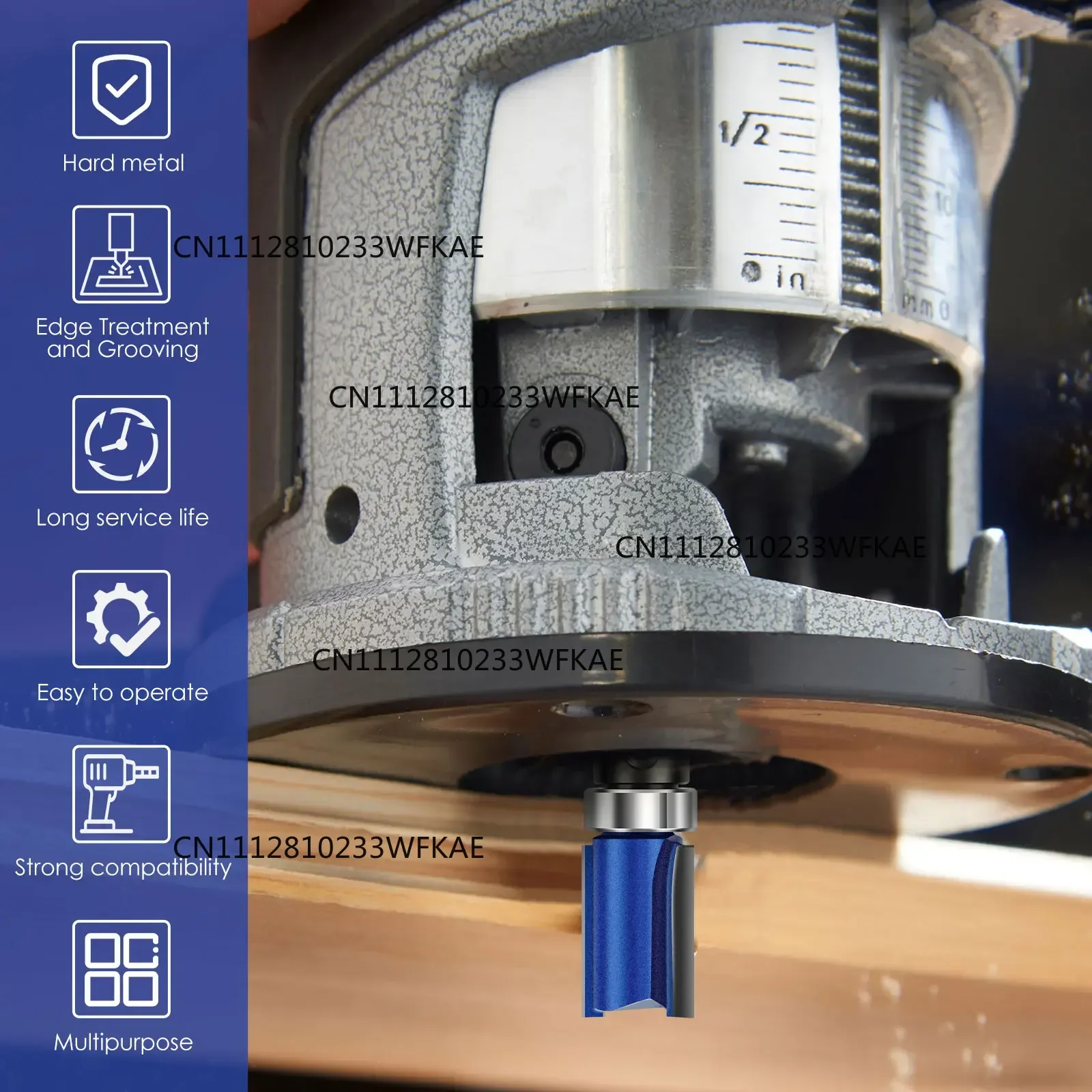 4Pcs Flush Trim Router Bit Set 1/4 inch Carbide Wood Router Bits Cutting Diameter 12.7mm Template Guide Woodworking Home Tool