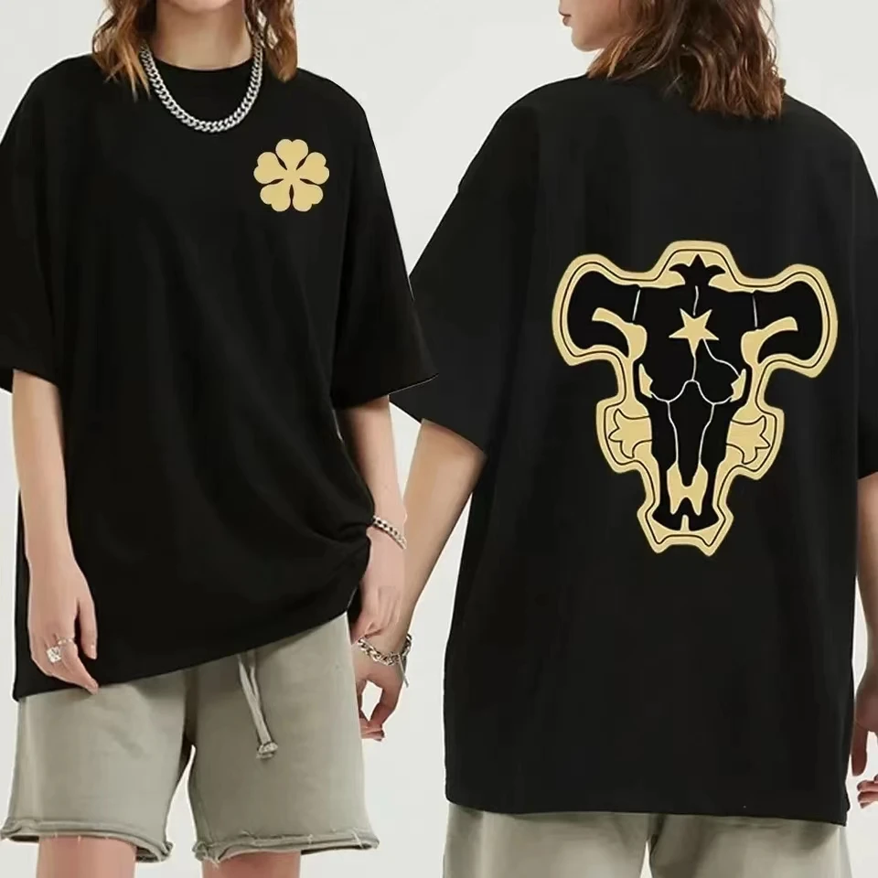 Black Clover Double-sided Print Anime T-shirt Men Women Harajuku Graphic T Shirt Streetwear Cool Tshirt Hip Hop Tops Tee Shirt