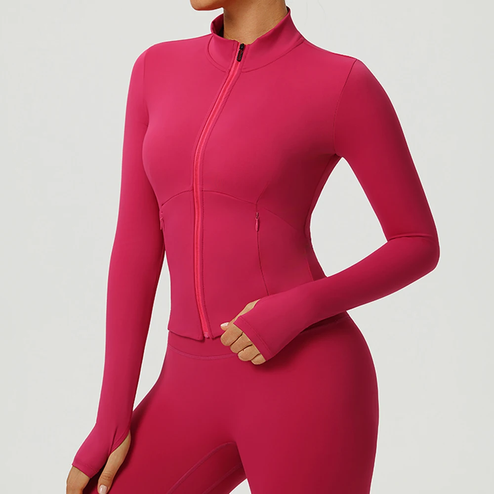 

Женская быстросохнущая одежда на молнии с длинными рукавами для фитнеса и занятий йогой, тренажерного зала, летняя дышащая облегающая одежда для бега