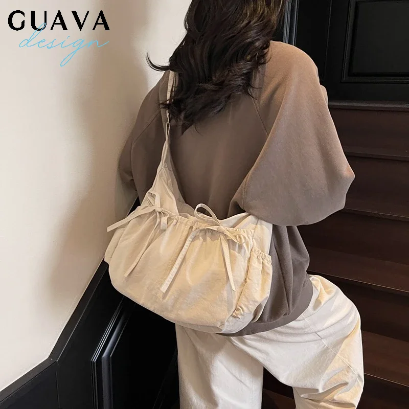 

Женские сумки на плечо большой вместимости, легкая нейлоновая плиссированная сумка через плечо с несколькими карманами, сумка-хобо, женская дорожная сумка