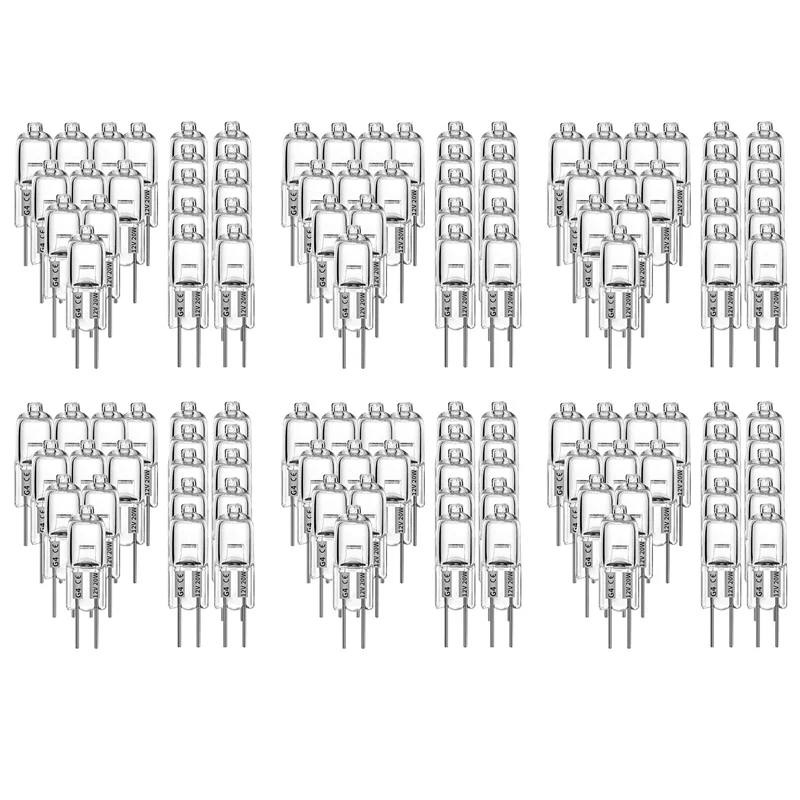 

FAST-120 шт. Галогенные лампы G4, галогенные лампы 20 Вт, 12 В, 2-контактная прозрачная лампа, для освещения плиты, сигнальные огни, трековая дорожка
