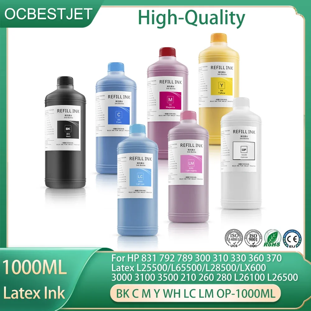 1000ml Latex Ink For HP 831 792 789 300 310 330 360 370 Latex L25500 L65500 L28500 LX600 3000 3100 3500 210 260 280 L26100 26500