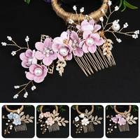 Bridal Wedding Golden Leaf Hair Comb Hair Accessories Bridal Crown Headdress Women Flower Comb Jewelry Hair Pins Hairband