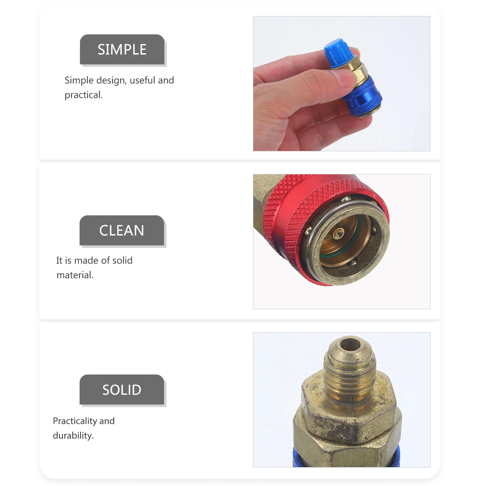 

1Pair Automotive Air Conditioning Adapter Copper Refrigerant Charging Coupler Leakproof Connector Compatible with Most Cars