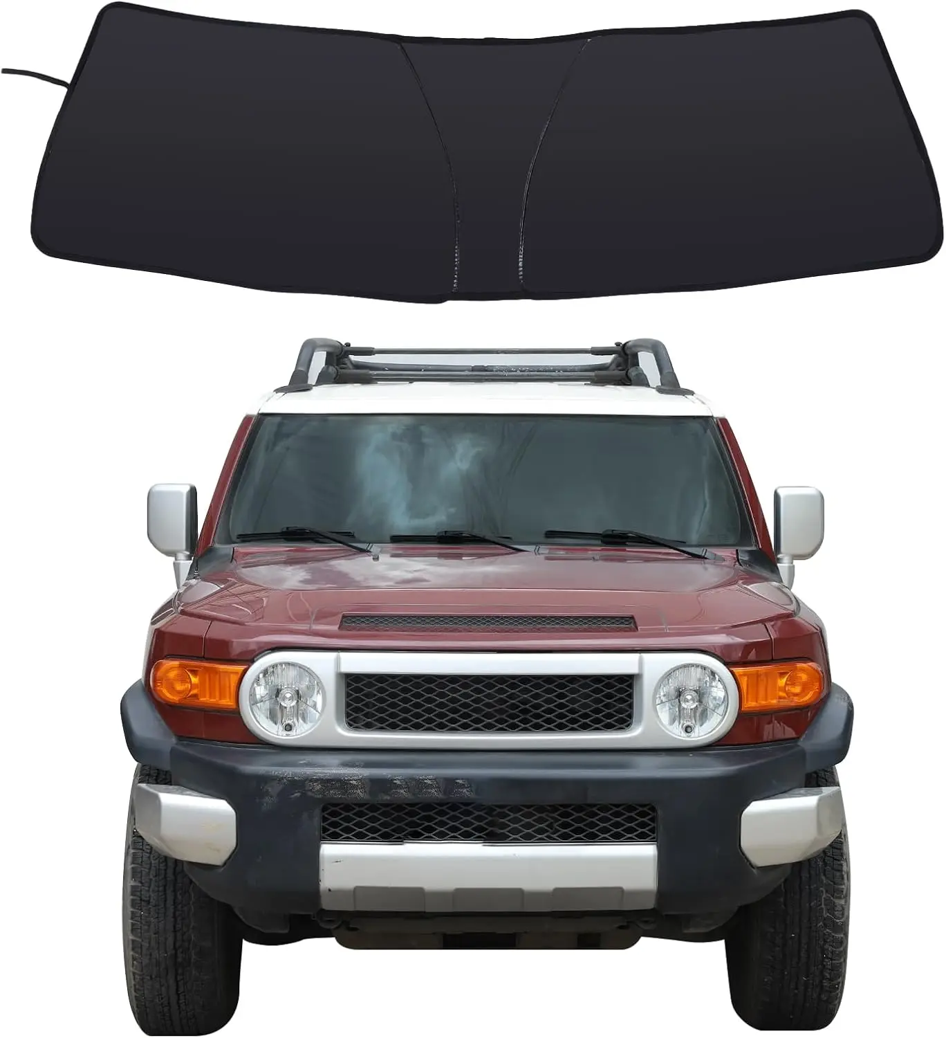 

Солнцезащитный козырек на лобовое стекло, совместимый с Toyota FJ Cruiser 2007-2021, складной автомобильный солнцезащитный козырек для переднего окна, автоматическая защита от солнца