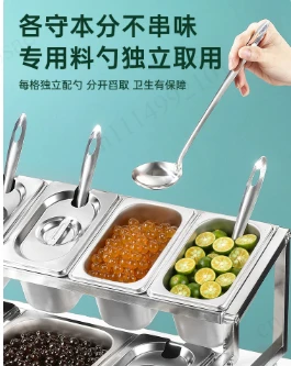 Stainless Steel Seasoning Box Holder, Kitchen Grid, Self-Service Seasoning Table, Milk Tea Shop Dedicated Small Ingredient Rack