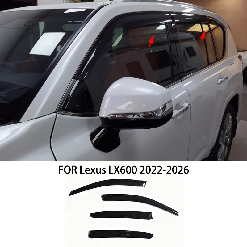 

Car accessories FOR FIT Lexus LX600 2022-2026 black waterproof Door Window Visor Vent Shades Sun Rain Guard
