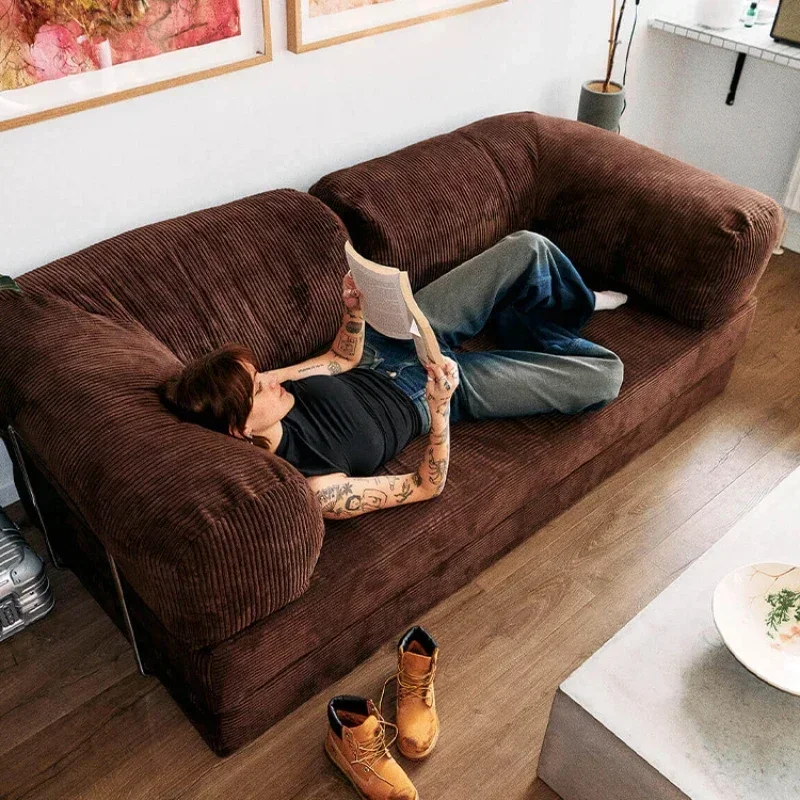 Corduroy Full Removable Washable Sofa Bed Living Room Simple Sofa Straight Row Double Imperial Concubine Seat