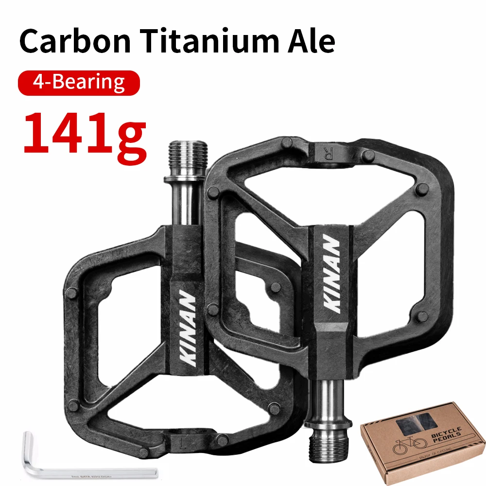 Titan-Achsenpedale, ultraleichtes 141 g Carbon-Gehäuse mit Achse aus Titanlegierung, 4-Lager-Pedal, rutschfeste MTB-Pedale, Winterreiten