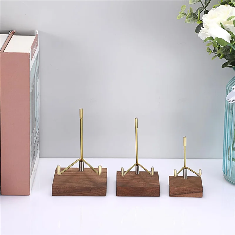 

F-F 2Pcs Small Display Stand Adjustable Metal Arms And Wooden Base -Decorative Plates Display Stand Easel Holder For Crystal