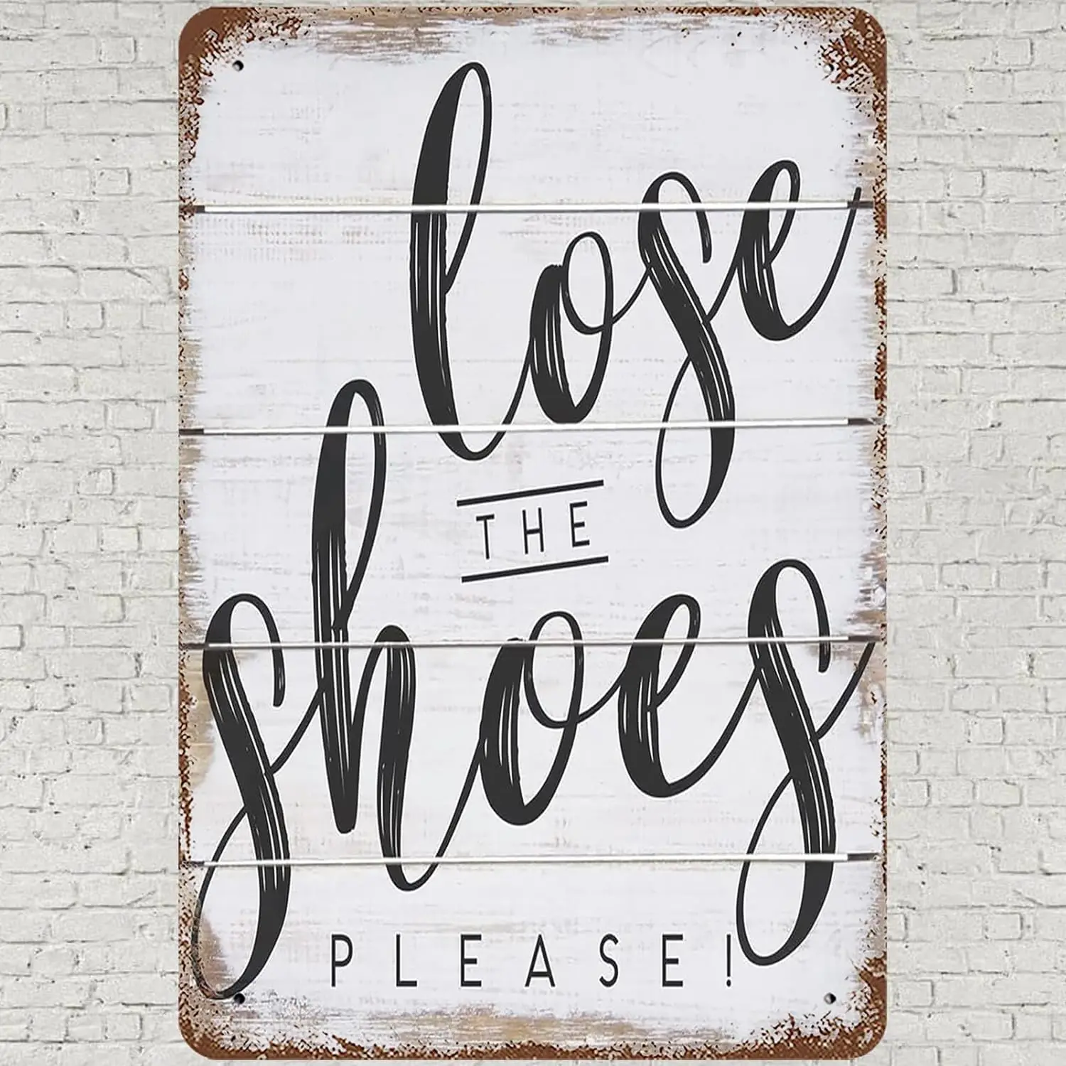 Vintage Metal Tin Sign 8x12, Lose Shoes Off Wall Art Decor, Please Take Your Shoes Off Poster for Home Living Room Bedroom Kitch