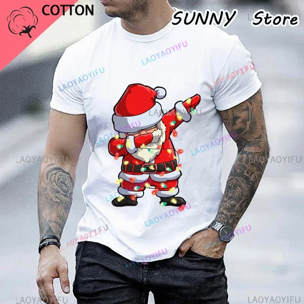 

Santa Claus Print T Shirt For Men New Year Party Christmas Clothing Casual O-neck Short Sleeve Tops Fashion Oversized T-Shirts