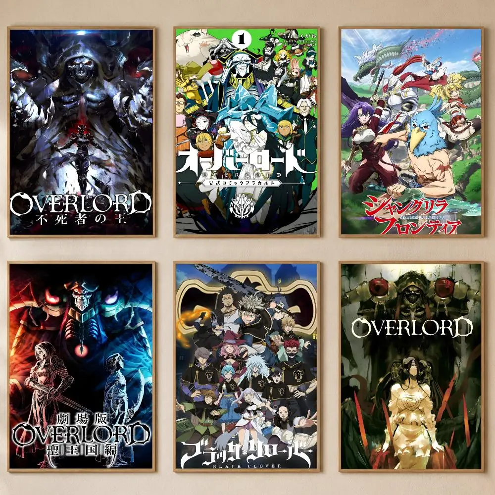 Fantasy Anime Overlord Albedo Poster PP Self-Adhesive Bedroom Gaming Cafe/Bar Vintage Aesthetic Decor Ideal Gift