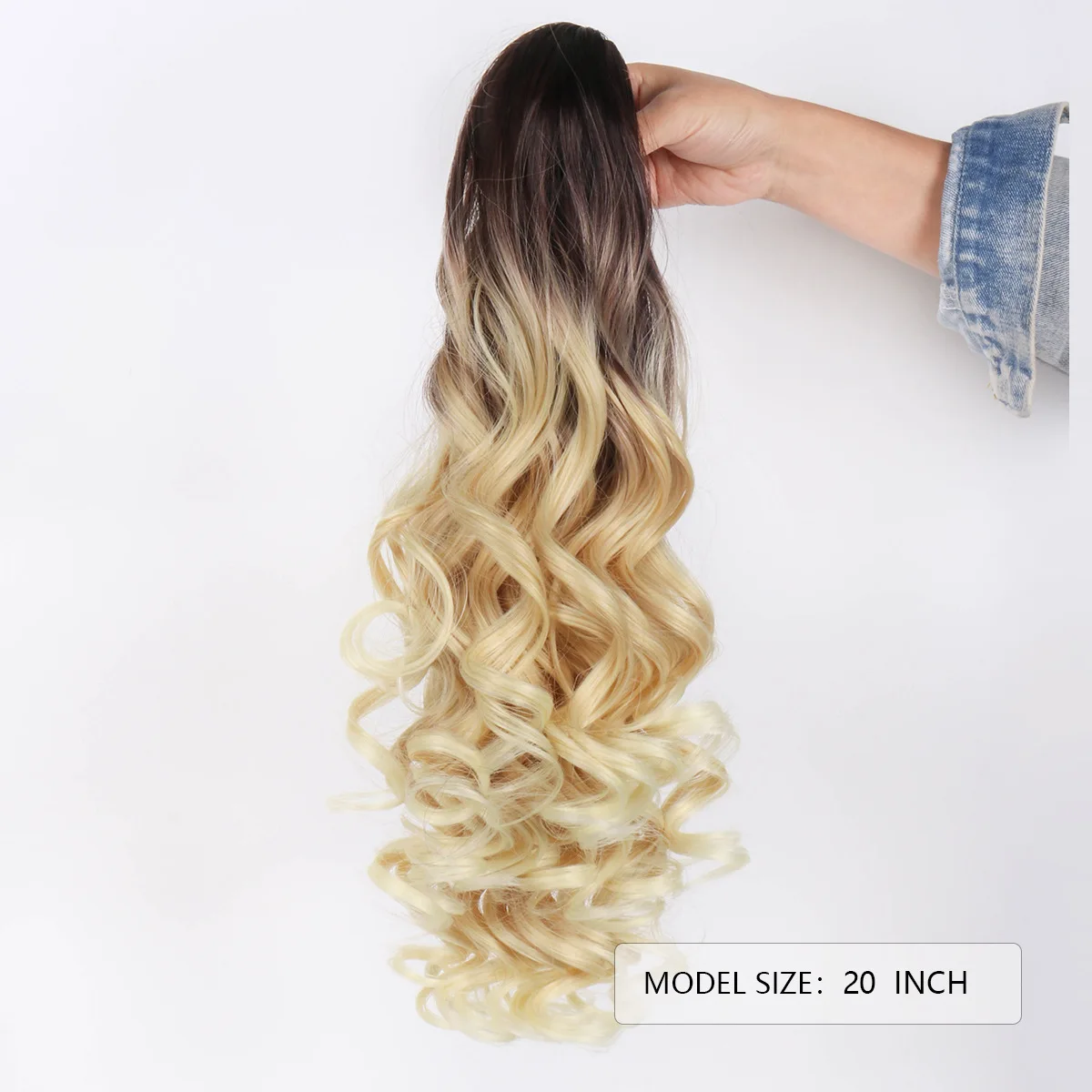 باروكات ذيل حصان صناعية متعددة الألوان للسيدات، مشبك مخلب كبير، ذيل حصان طويل مجعد، ذيل حصان مجعد للأميرة الأوروبية والأمريكية #3