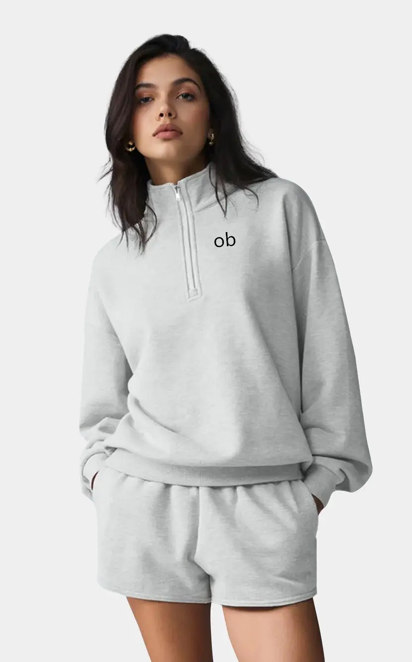 Sports jacket, autumn/winter hoodie, thick yoga suit, casual, loose, versatile, warm, half zip yoga top