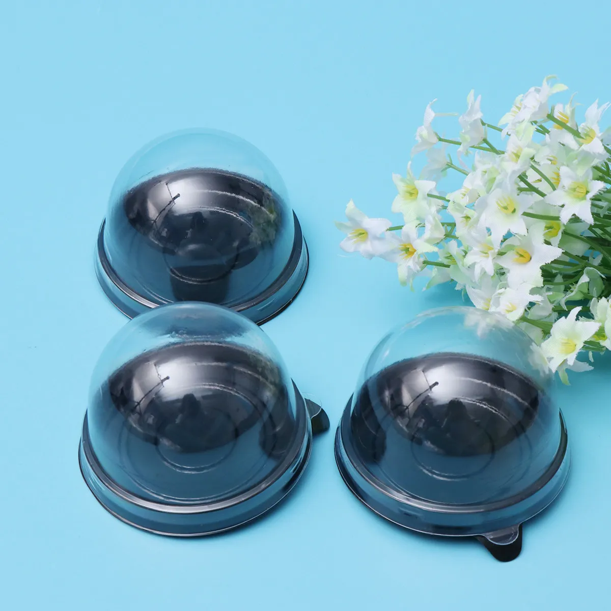 50Pcs Cake Boxes Disposable Round Moon Cake Packaging Box Black Bottom Food Gift Boxes for Celebrations Triangle Muffin