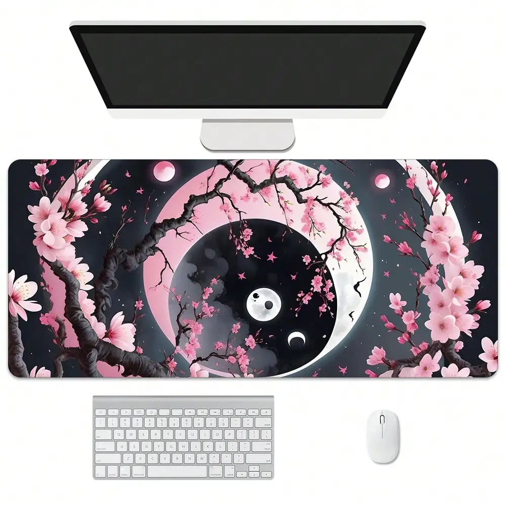 

The Sakura Night Sky designed mouse pad with anti-slip rubber base is a computer accessory suitable for home and office use