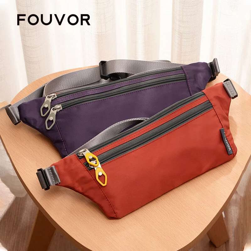 

Женские повседневные поясные сумки Fouvor из холщовой ткани, спортивные водонепроницаемые сумки-бананки для бега, легкие сумки через плечо 2750-01