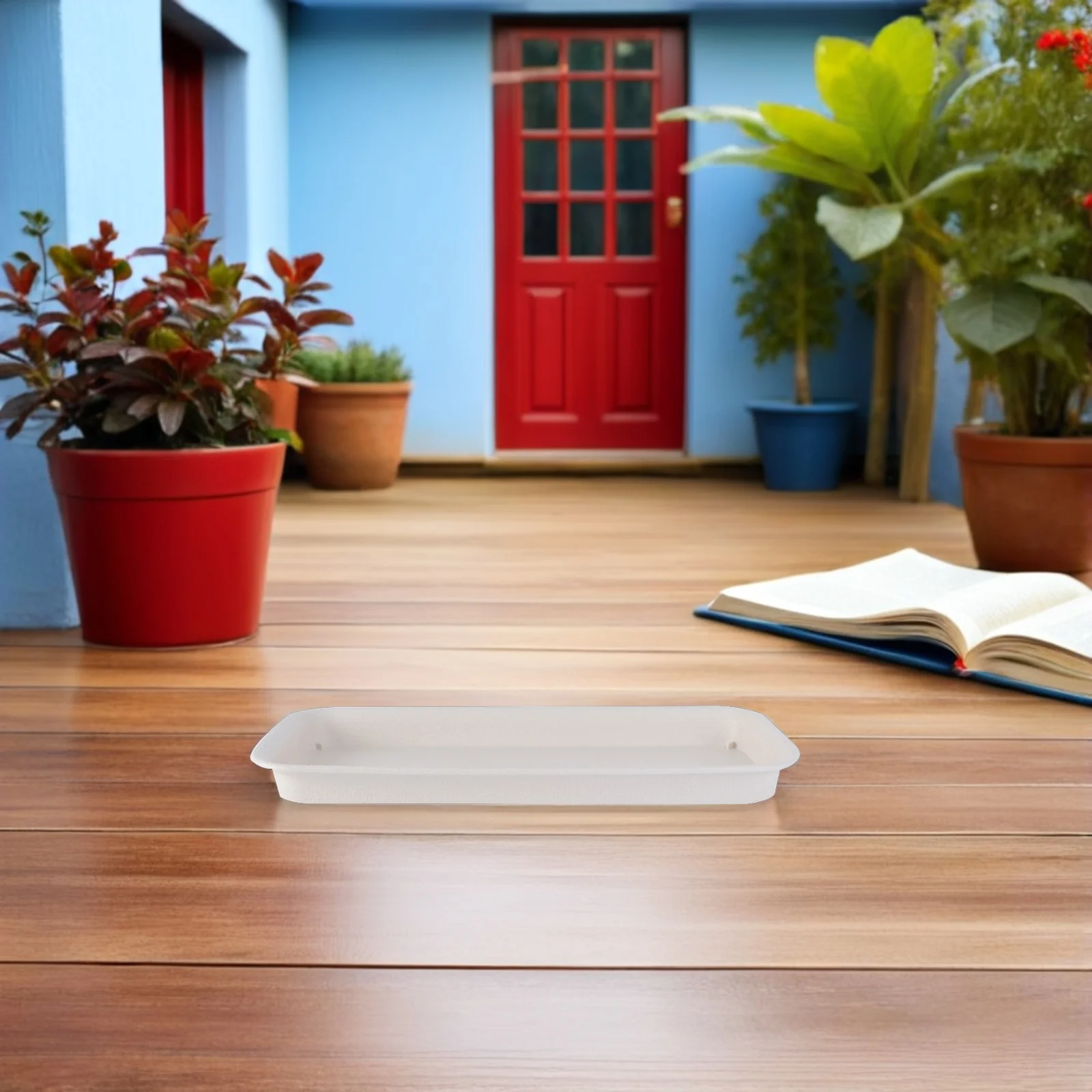 

3pcs Plastic Flowerpot Trays Rectangular Water Catcher Durable Anti-Slip Uv Resistant For Garden Balcony Potted Plants Gardening