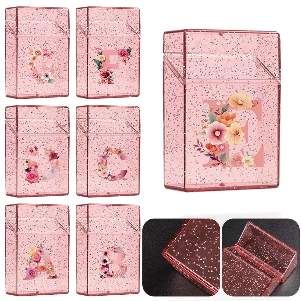 

Cigarette Organizer Portable Pocket Crystal Cover Protector Cigarette Storage Box Daily Smoking Accessories Pink Rose Pattern