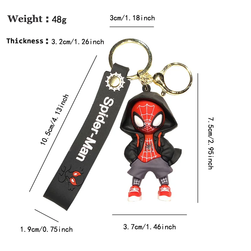 Classic SpiderMan Keychain Pendant Disney Marvel Amazing Inverted Silk Stereo Doll Car Hanging Decor Keychain Birthday Gift Toys - view 6
