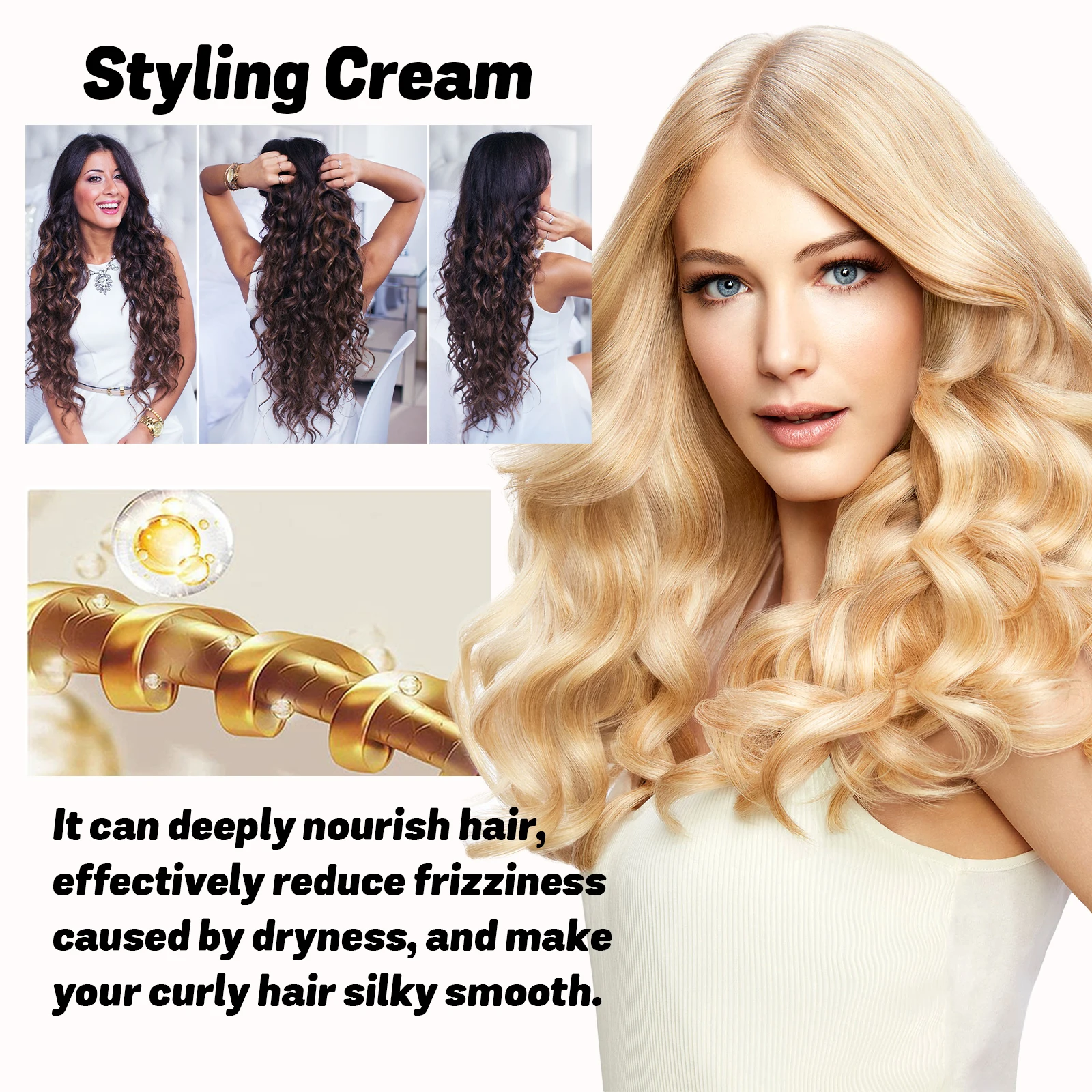 Hair Styling Cream Improve Curly Non Greasy Enhances Finished Molding Reducing Dry Edges Control Professional Hair Shaping Cream