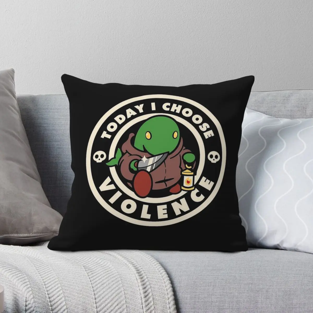 I Choose Violent Tonberry Square Pillowcase Polyester Linen Velvet Pattern Zip Decor Throw Pillow Case Sofa Cushion Cover