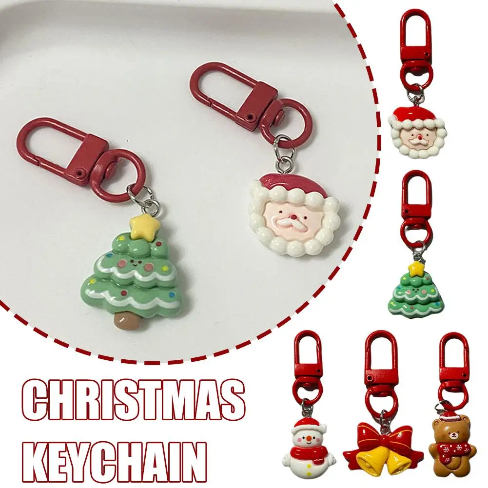 Cute Santa Claus Keychains Enamel Christmas Tree Wreath Keyrings Festival Gifts for Women Men Handbag Pendants Backpack Dec B1Y5