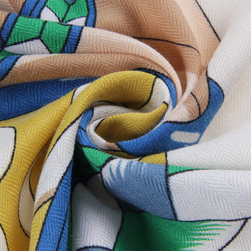 أوشحة مثلثة 70% كشمير 30% وشاح حريري مصمم مطبوع شالات الباشمينا الفاخرة للنساء حواف ملفوفة يدويًا بطانية كبيرة سرق #5