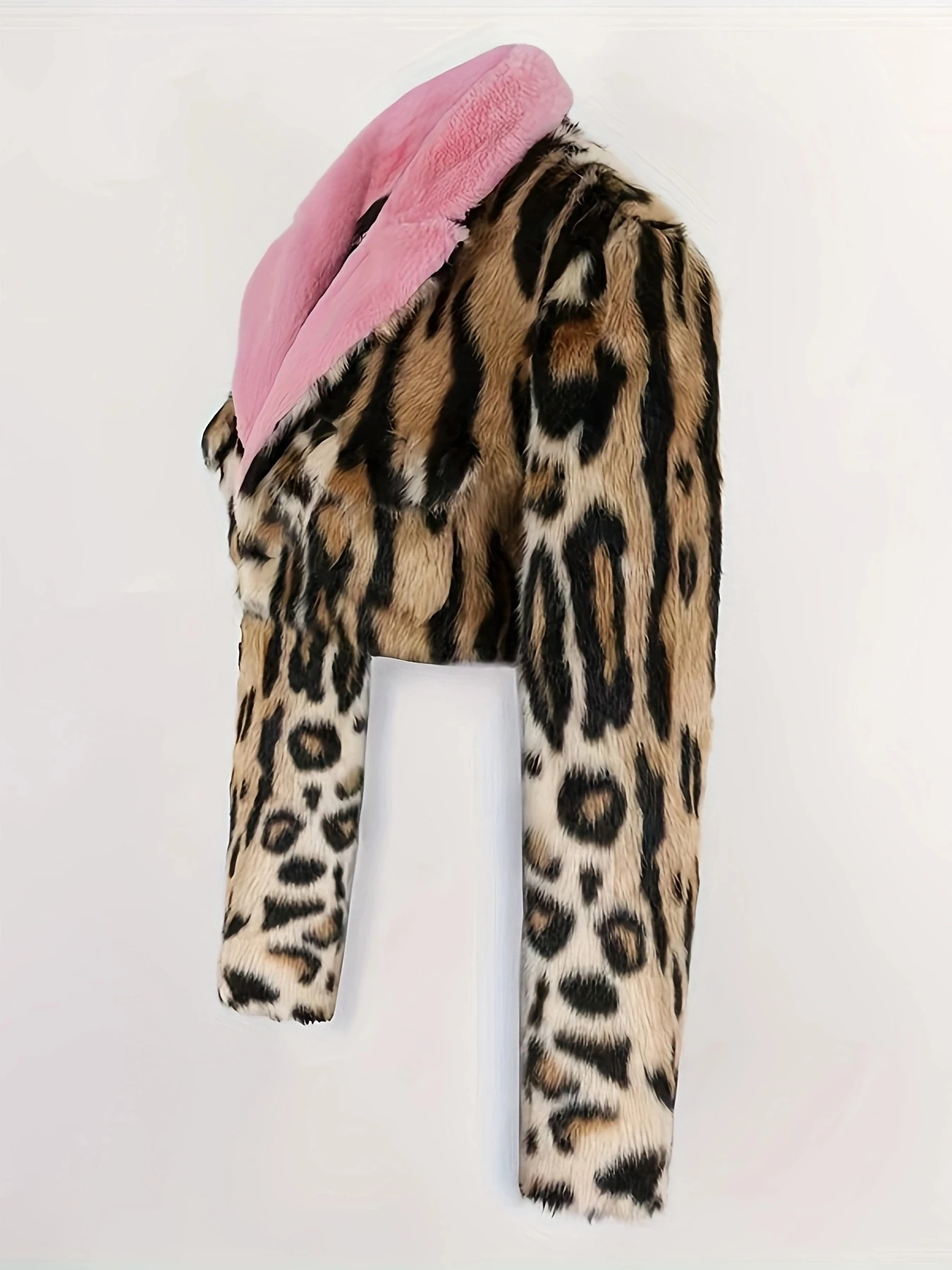 Women's Faux Fur Coat Leopard Print Splicing Personality Fashion Short Faux Fur Coat Women