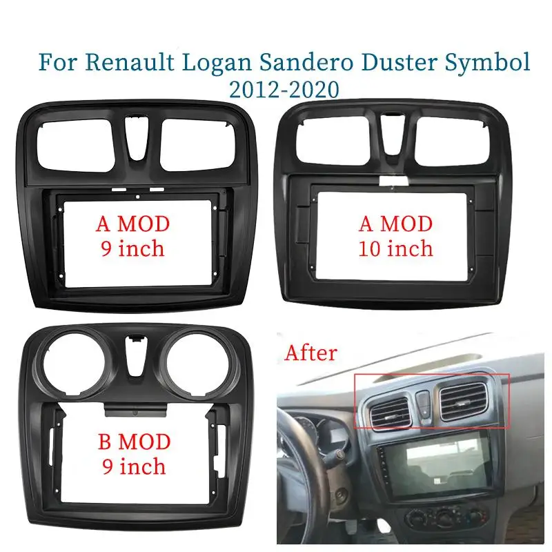 9/10 Inch Car Radio Fascia For RENAULT Sandero Symbol Logan 2013+ Dashboard Frame Installation DVD Gps Mp5 Multimedia Player kit